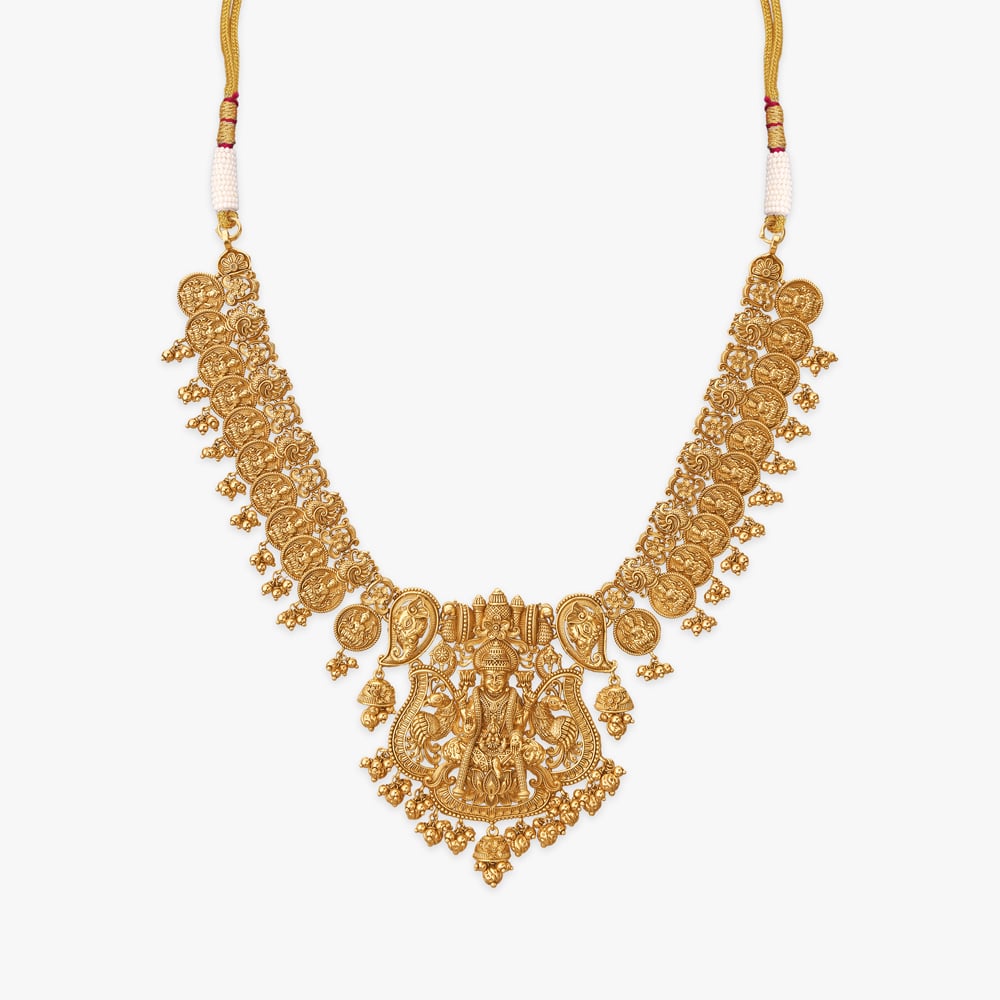 Peacock Nakshi Gold Temple Short Necklace Set,,hi-res image number null