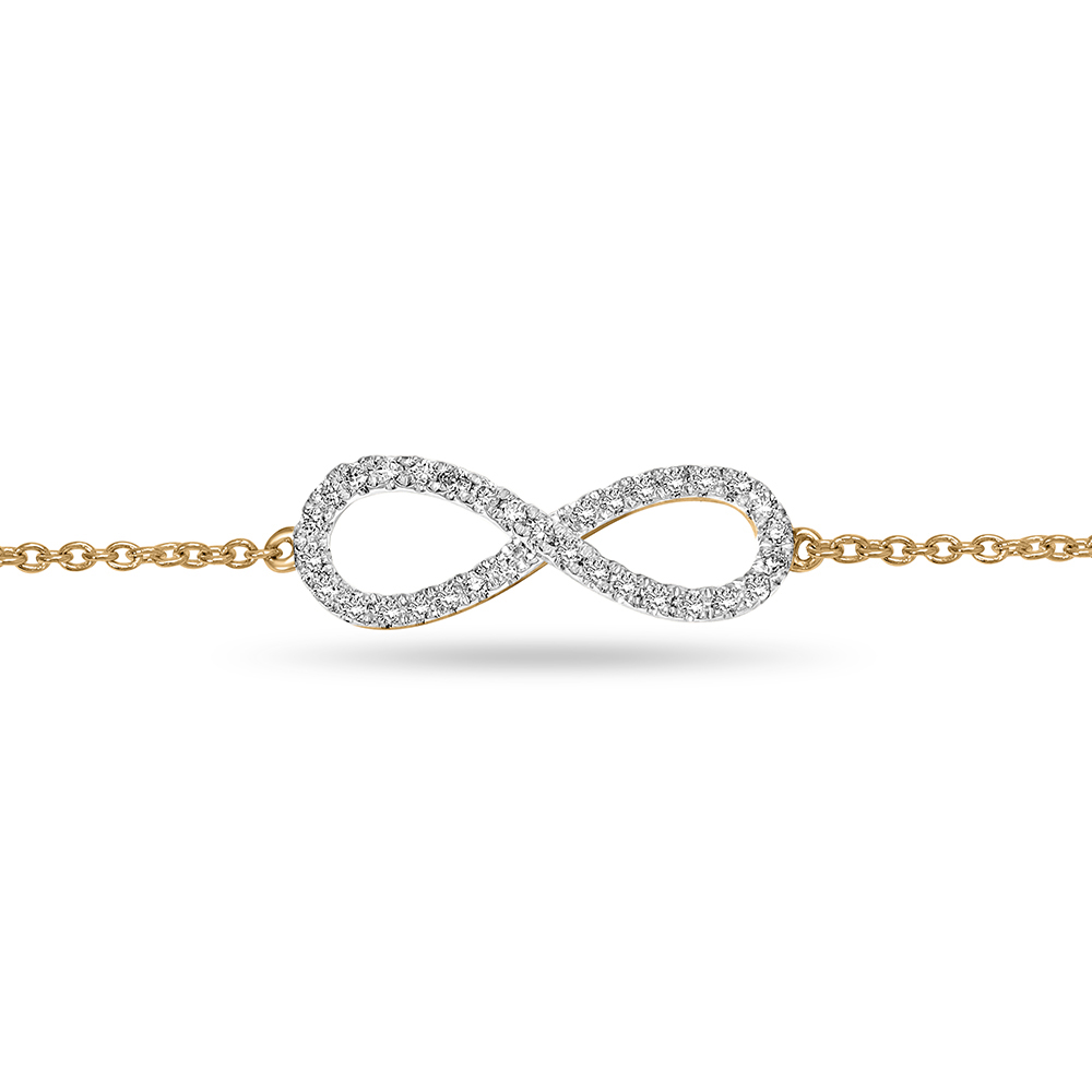 14 KT Yellow Gold Infinity Diamond Bracelet