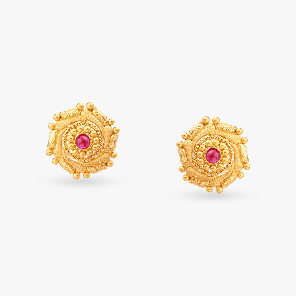Floral Symphony Gold Stud Earrings,,hi-res image number null