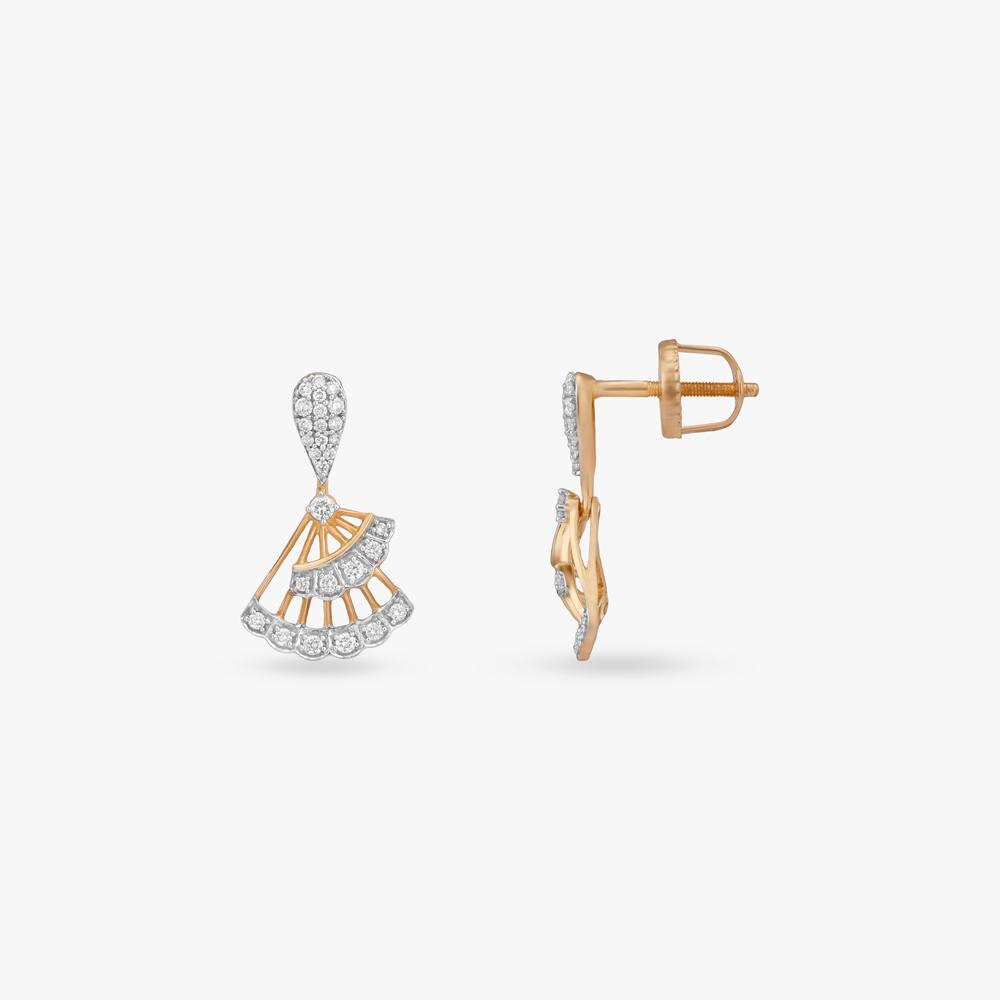 Twirling Fan Diamond Drop Earrings,,hi-res image number null