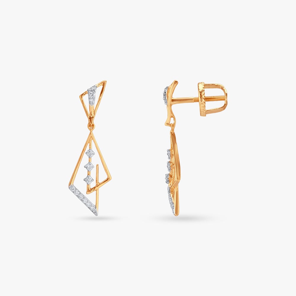 Angular Trail Diamond Drop Earrings,,hi-res image number null