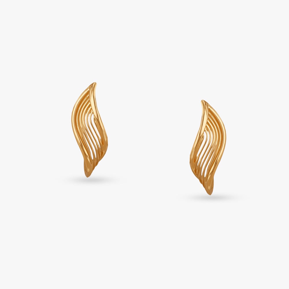 

Ribbon Wave Gold Stud Earrings