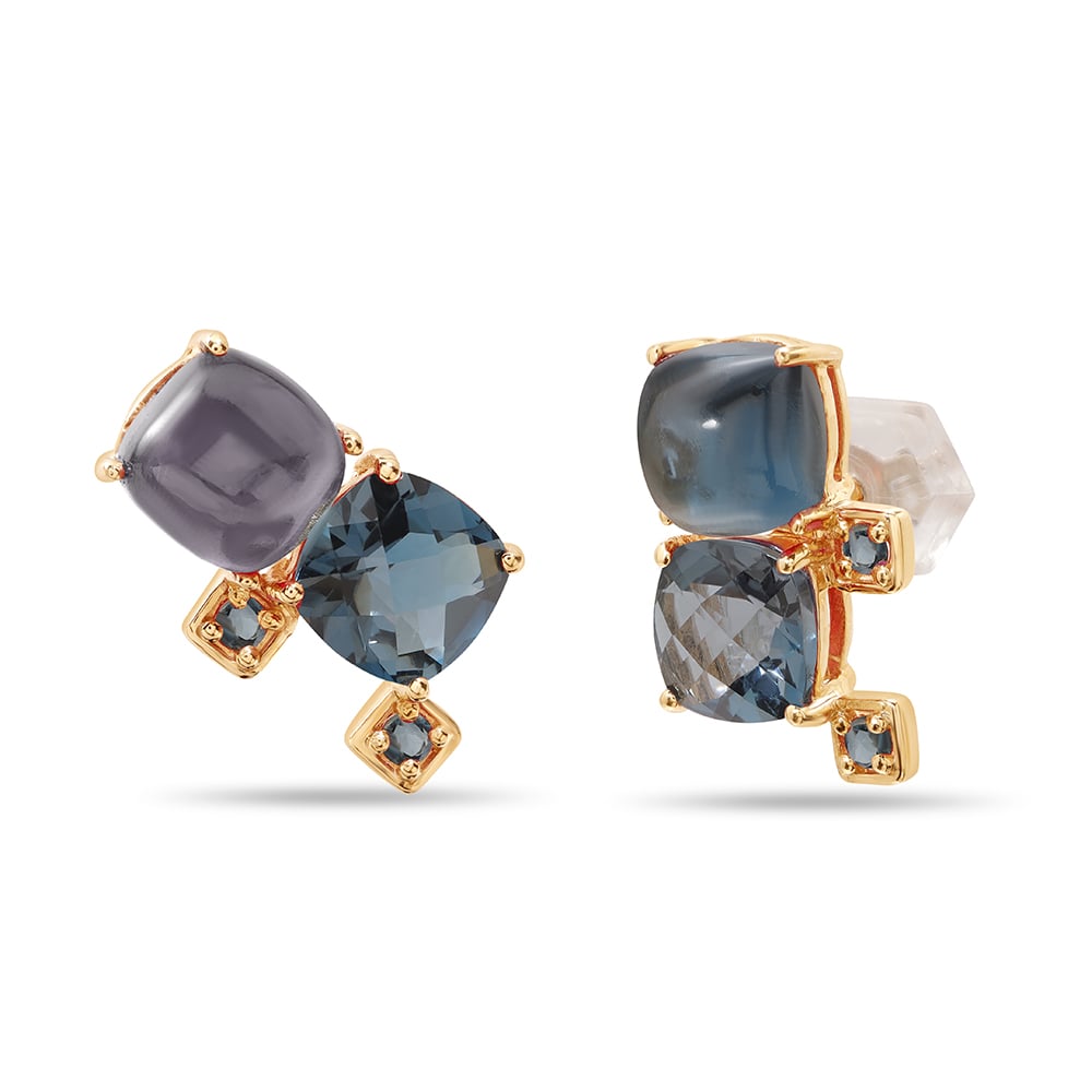 Serenade Sparkles  14KT London Blue Topaz Stud Earrings,,hi-res image number null
