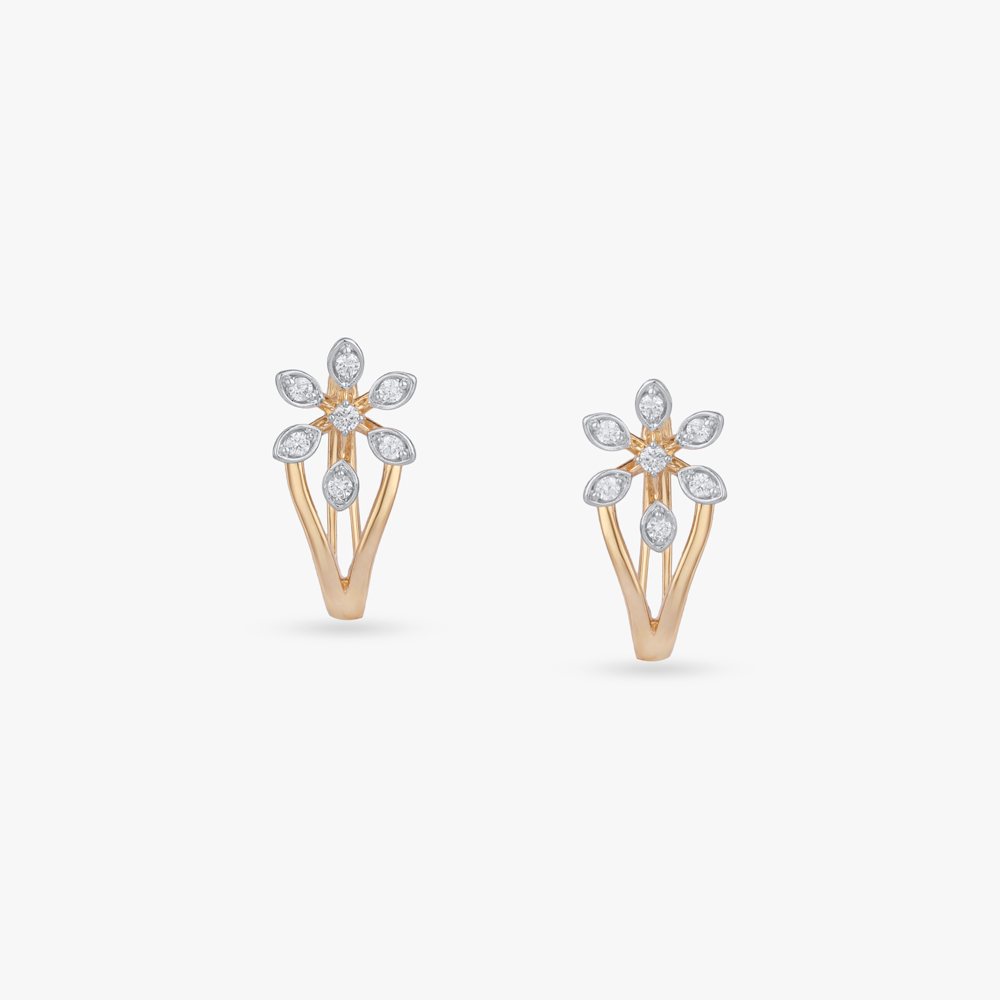 Floral Arc Diamond Hoop Earrings,,hi-res image number null