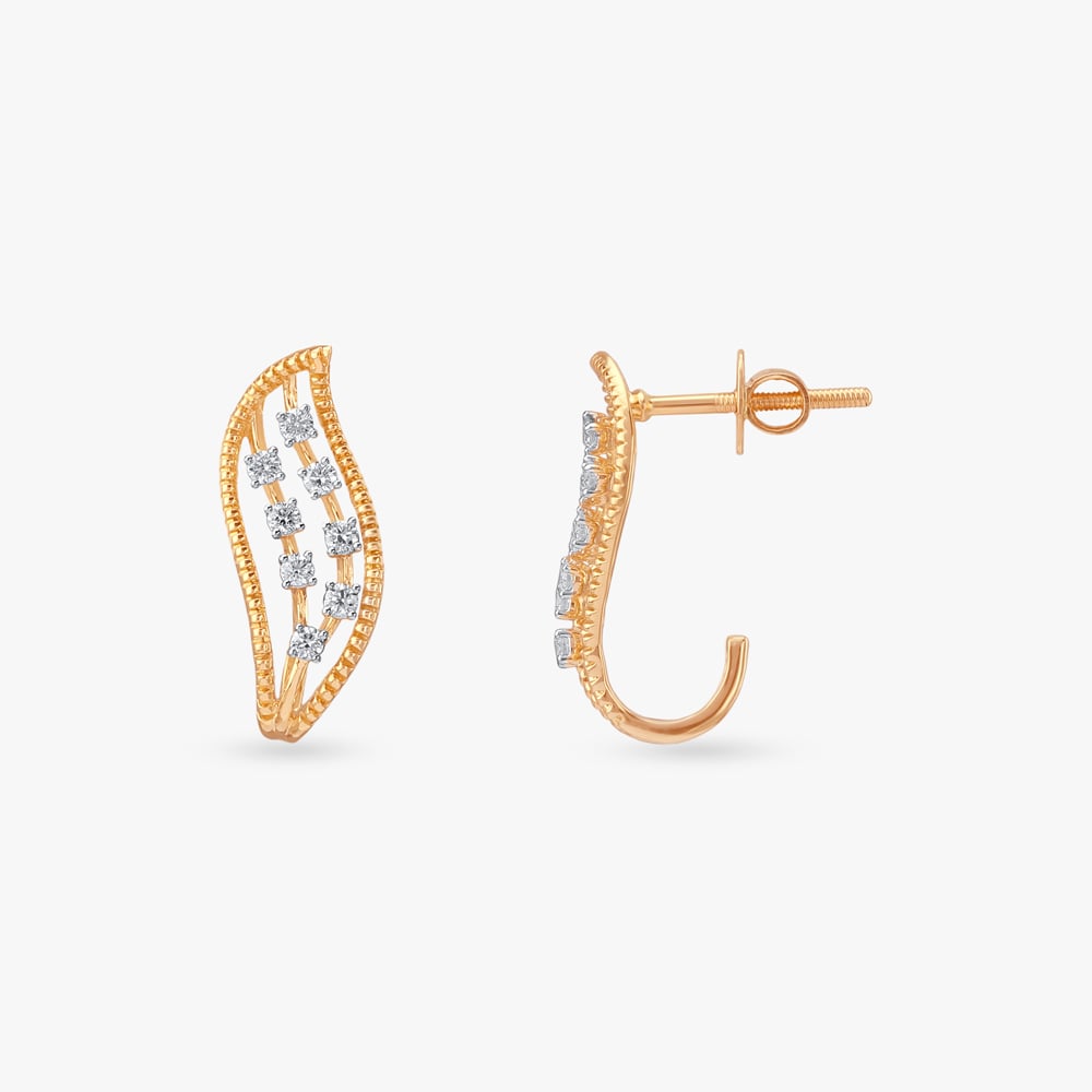 Sleek Ripple Diamond Stud Earrings,,hi-res image number null