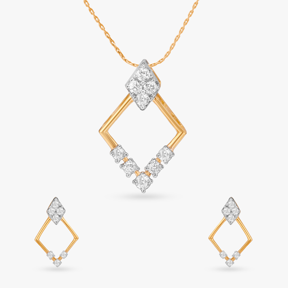 Edgy Luxe Diamond Pendant and Earrings Set,,hi-res image number null