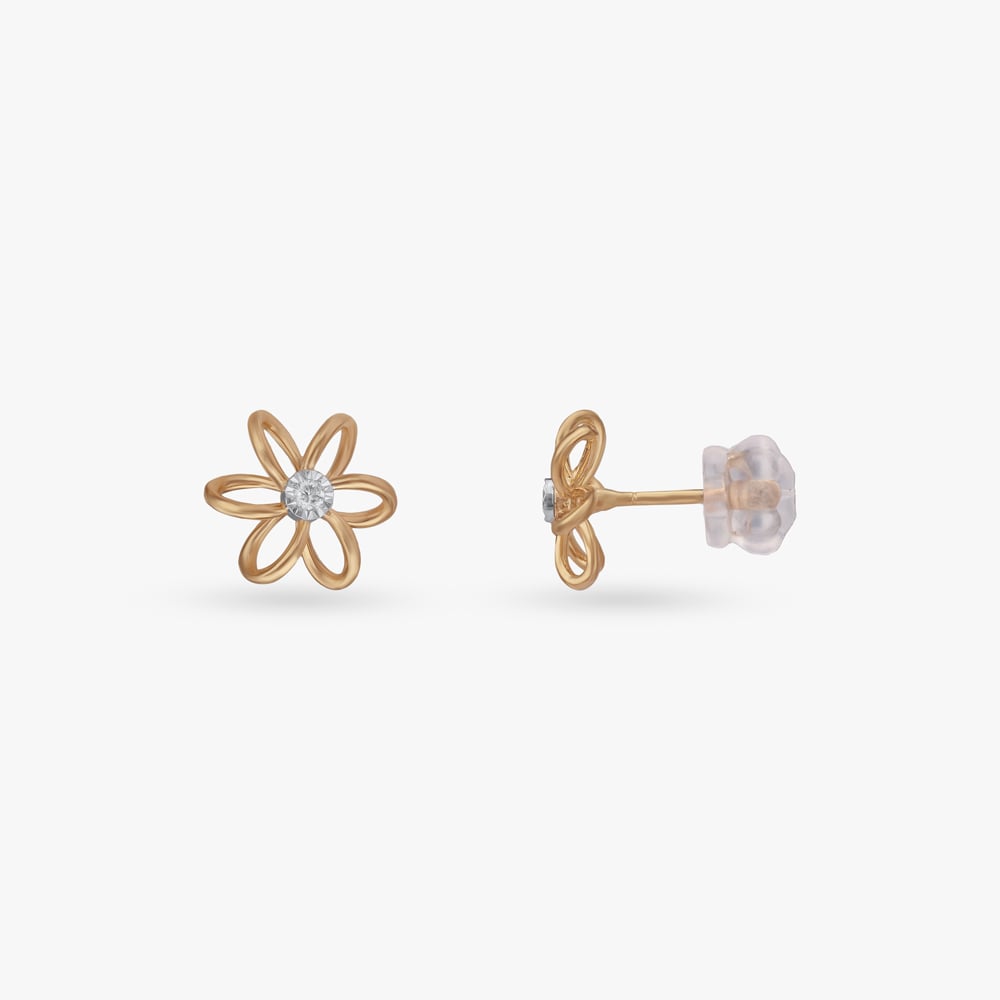 Petal Frame Diamond Stud Earrings,,hi-res image number null