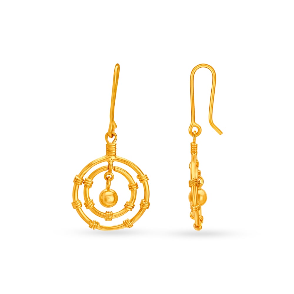 Aesthetic 22 Karat Yellow Gold Ringed Hoops,,hi-res image number null