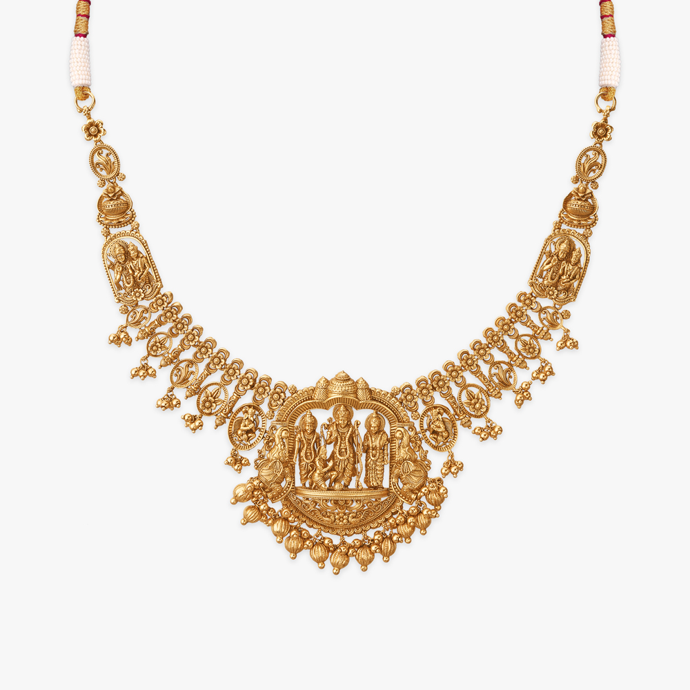 Spiritual Siya Ram Gold Necklace Set,,hi-res image number null