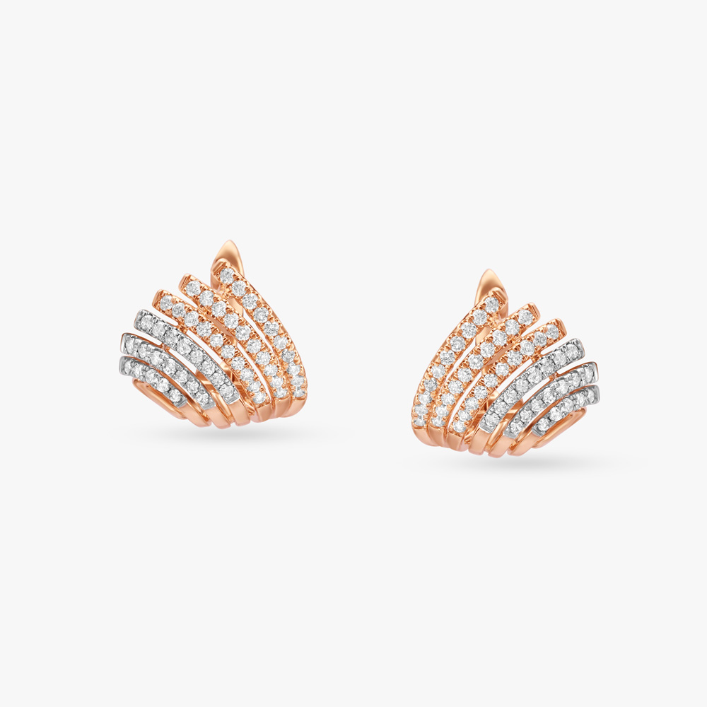 Curved Diamond Hoop Earrings,,hi-res image number null