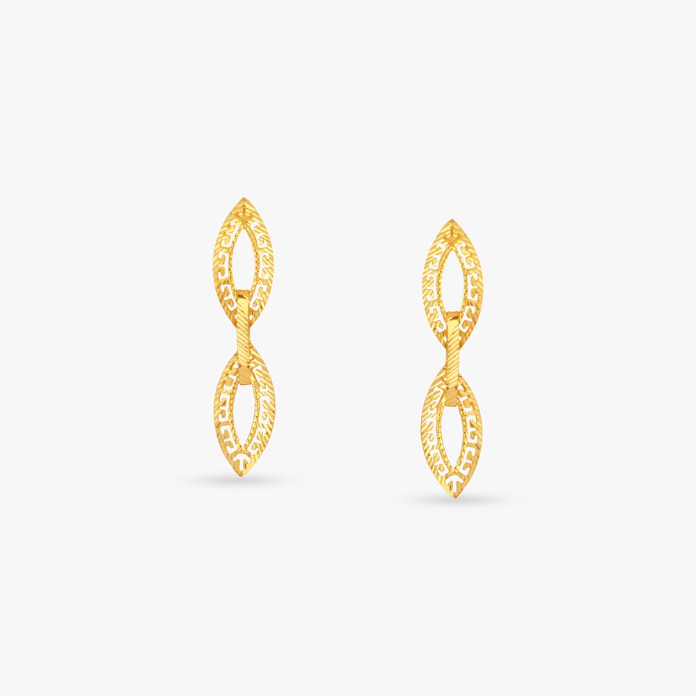 Linked Leaves Gold Drop Earrings,,hi-res image number null