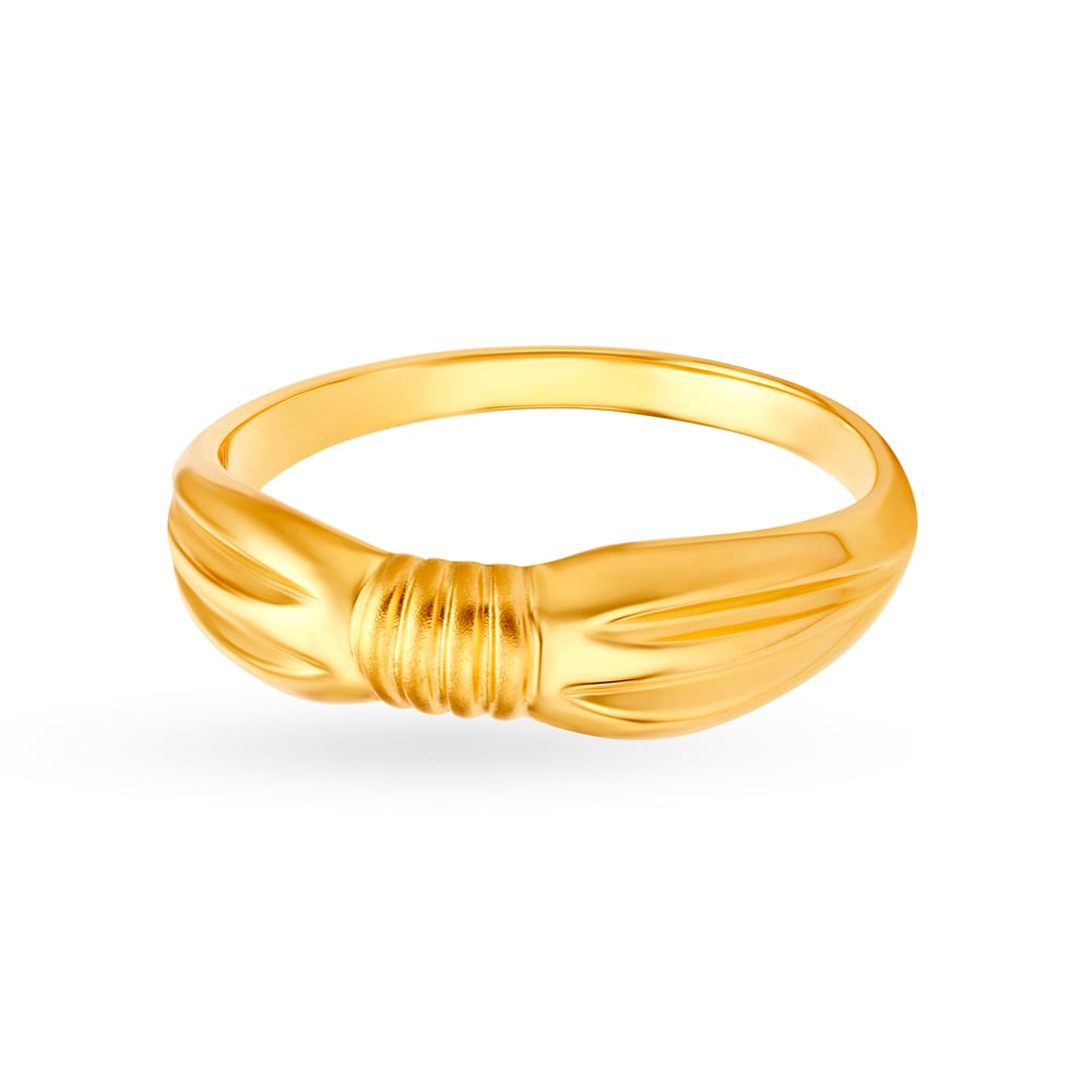 Fascinating 22 Karat Yellow Gold Bow Design Matte Finger Ring,,hi-res image number null