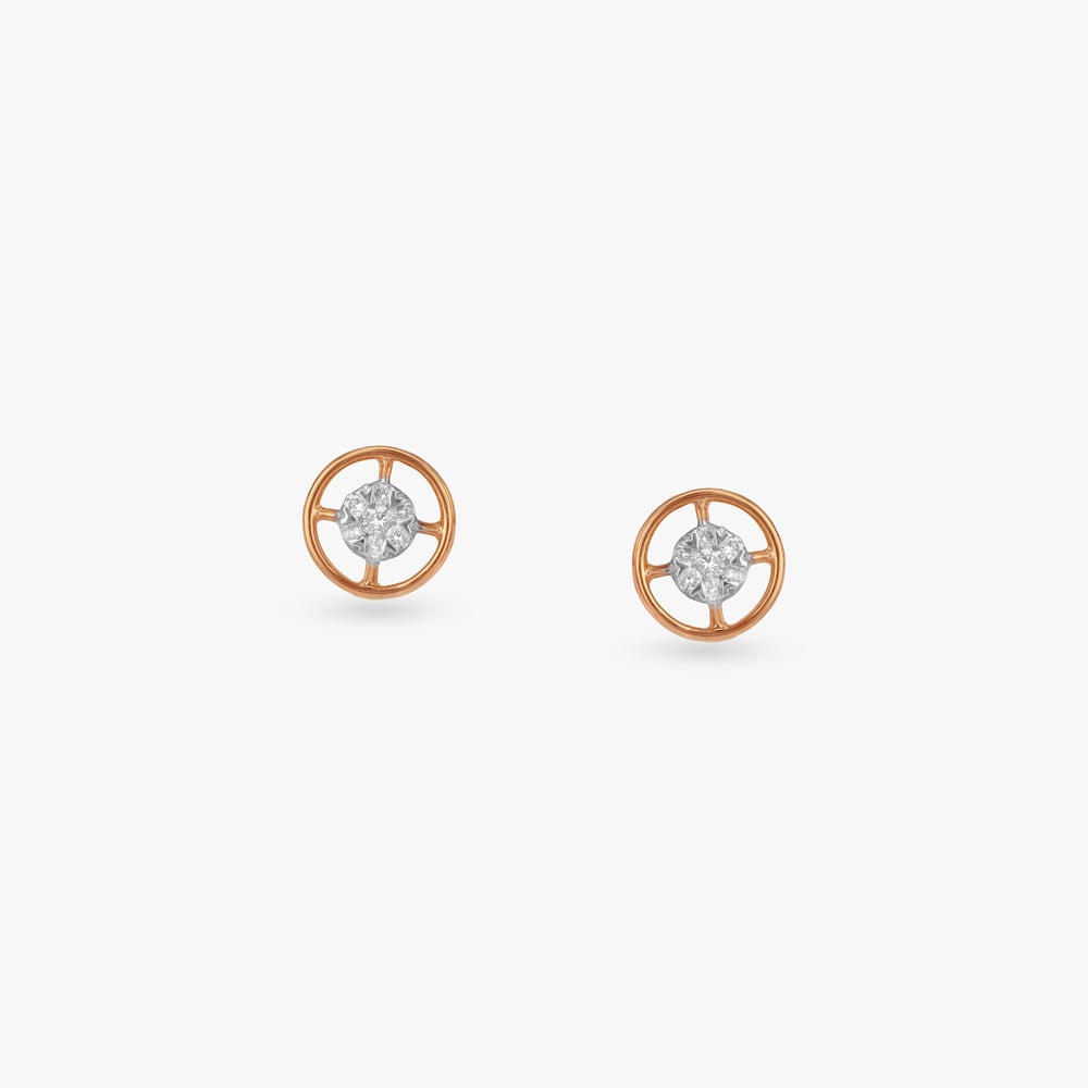 Radiant Circle Diamond Stud Earrings,,hi-res image number null