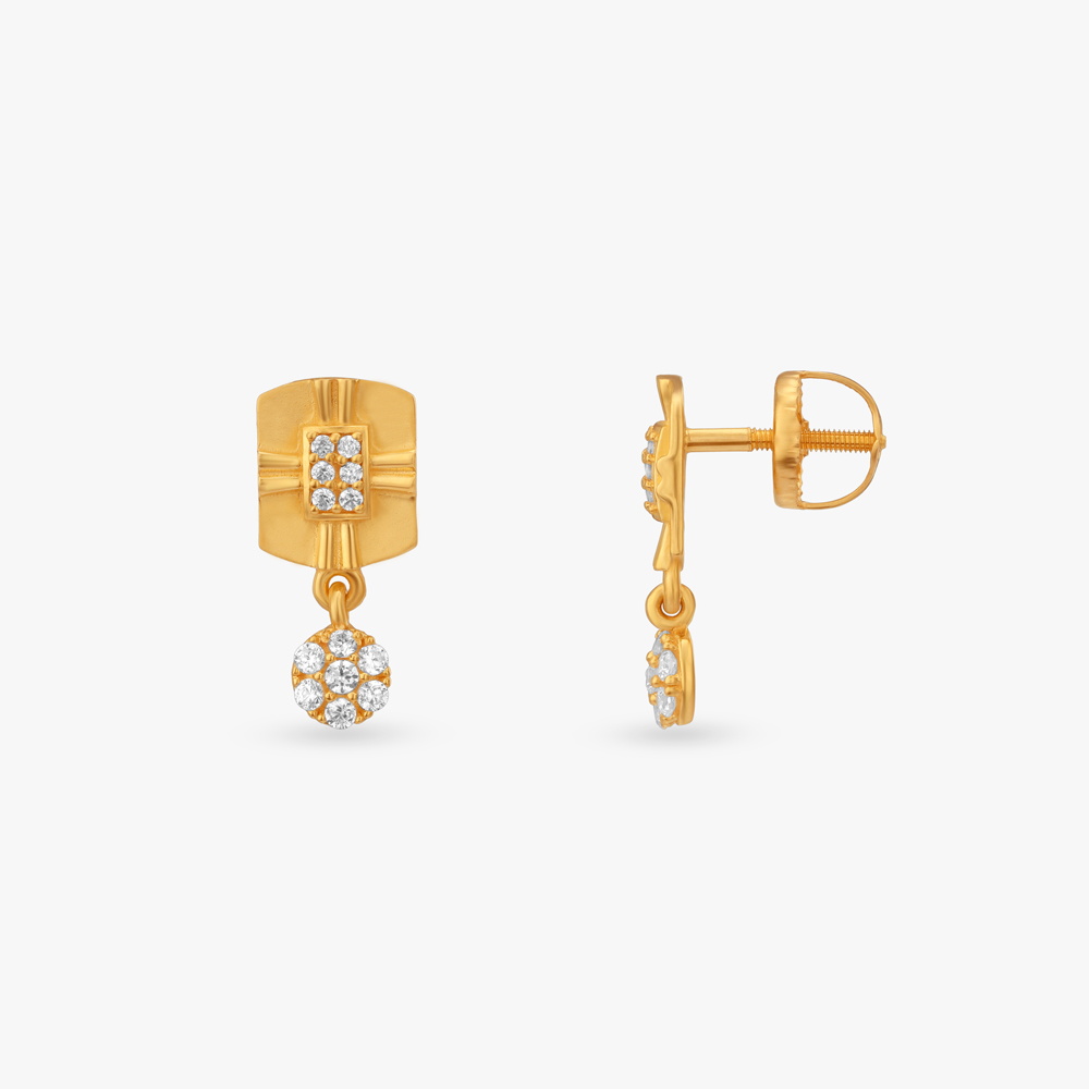Geometric Panel Gold Drop Earrings,,hi-res image number null