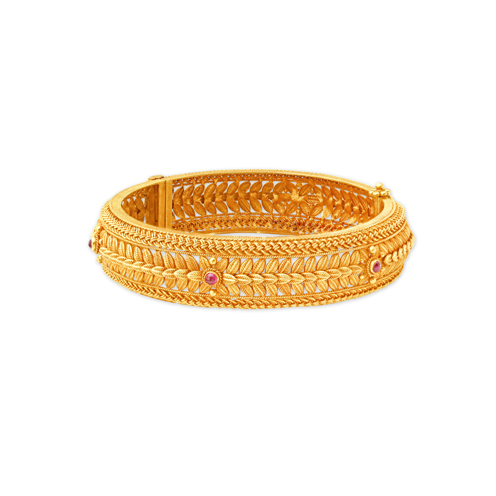 Leaf Inspired Gold Bangle