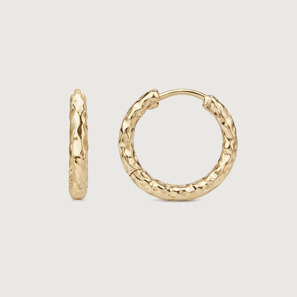 Hammered Texture Gold Hoop Earrings,,hi-res image number null