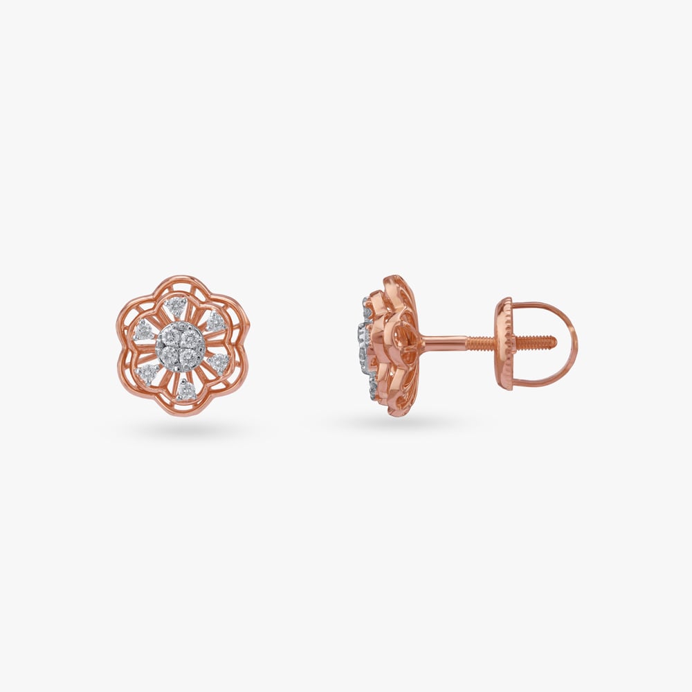 Full Bloom Diamond Stud Earrings,,hi-res image number null