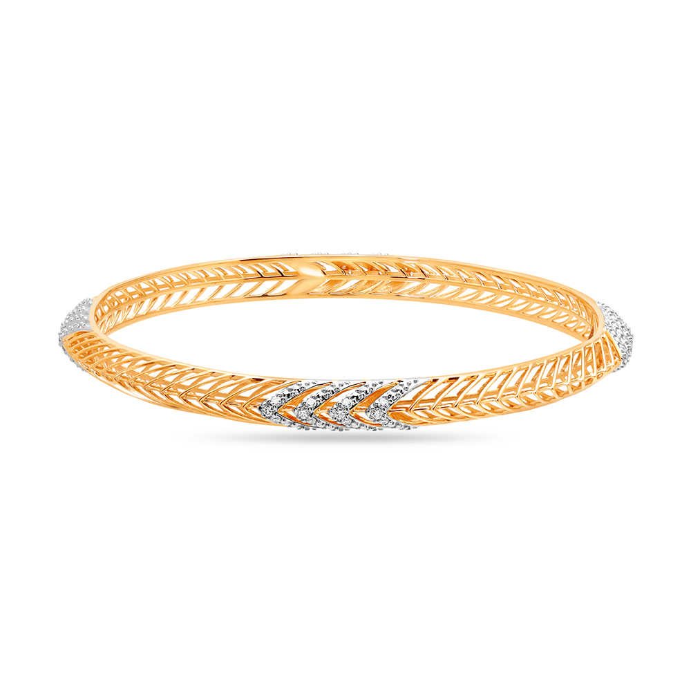 14KT Yellow Gold  Diamond Chevron Bangle,,hi-res image number null
