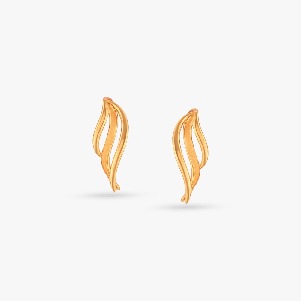 Flowing Flame Gold Stud Earrings,,hi-res image number null