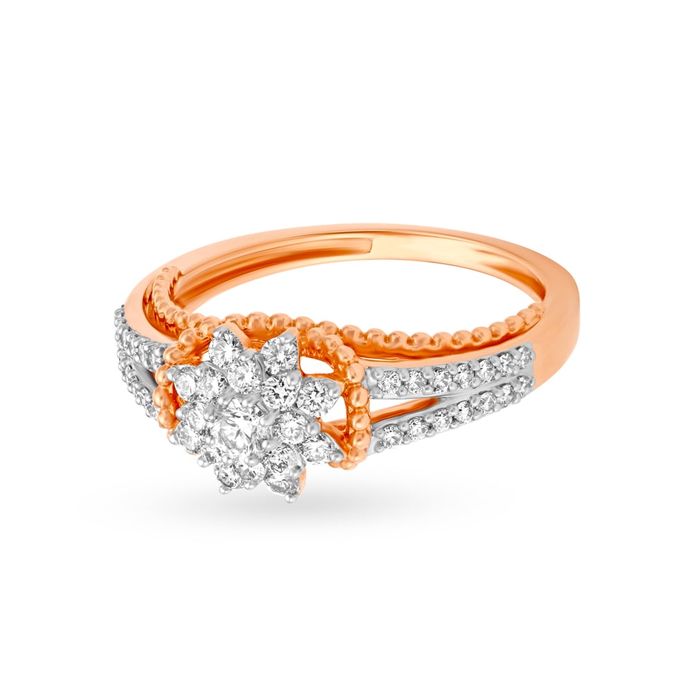 Majestic Floral Rose Gold and Diamond Ring,,hi-res image number null