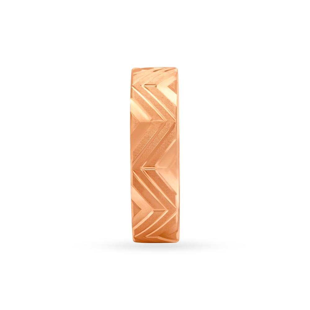 Carved Zigzag Pattern Gold Finger Ring For Men,,hi-res image number null