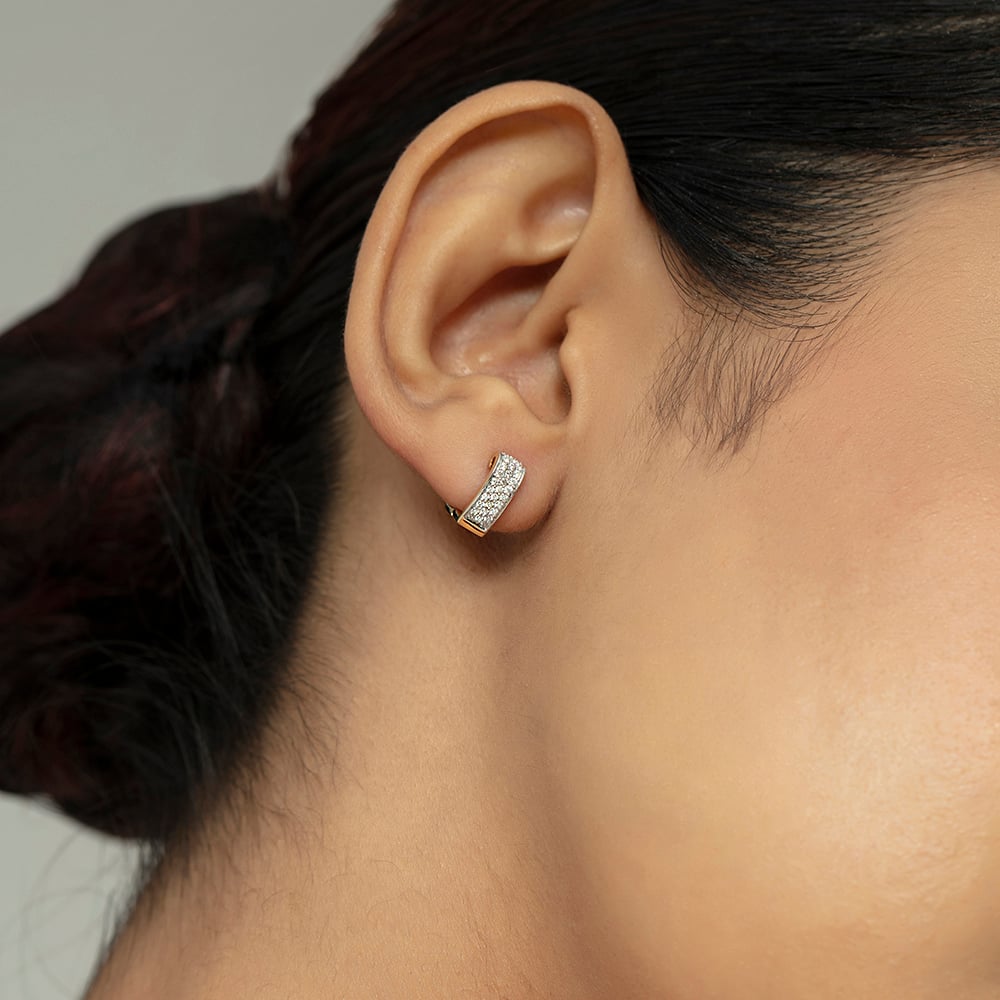 Modern Luxe Gold & Diamond Hoop Earrings,,hi-res image number null