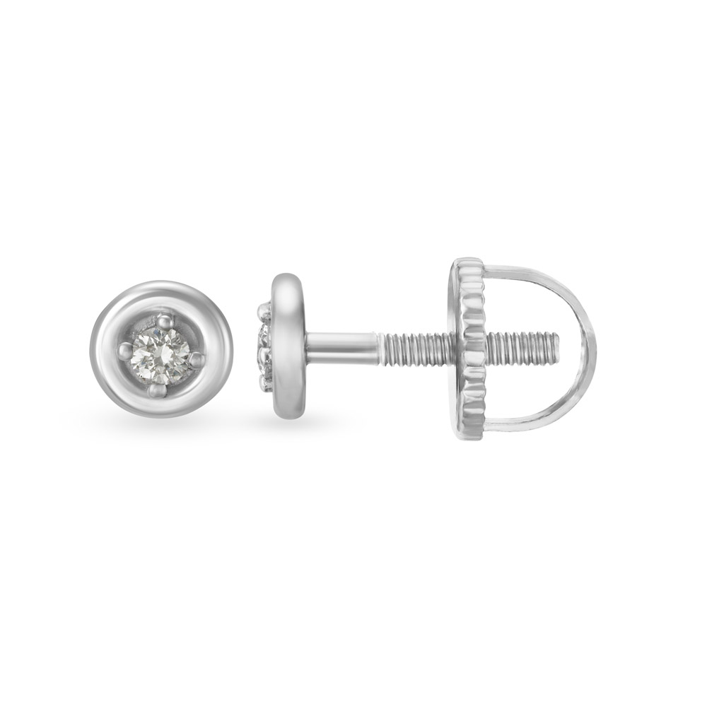 Charming Diamond and White Gold Round Stud Earrings,,hi-res image number null