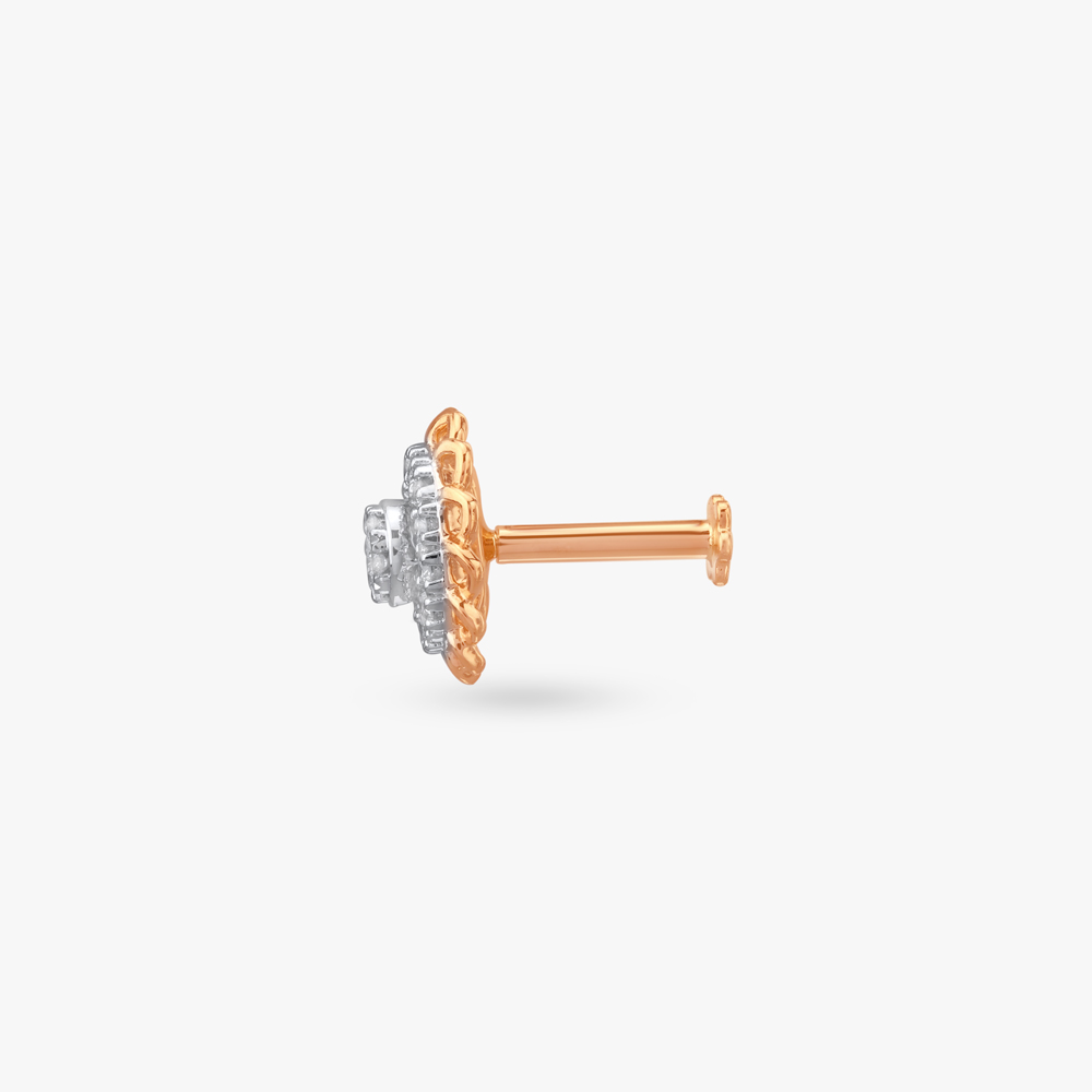 Lattice Bloom Diamond Nose Pin,,hi-res image number null