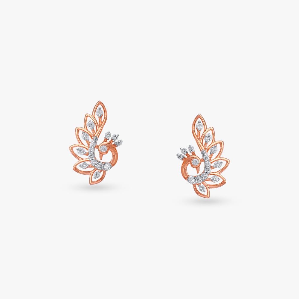 Floral Peacock Diamond Pendant and Earrings Set,,hi-res image number null