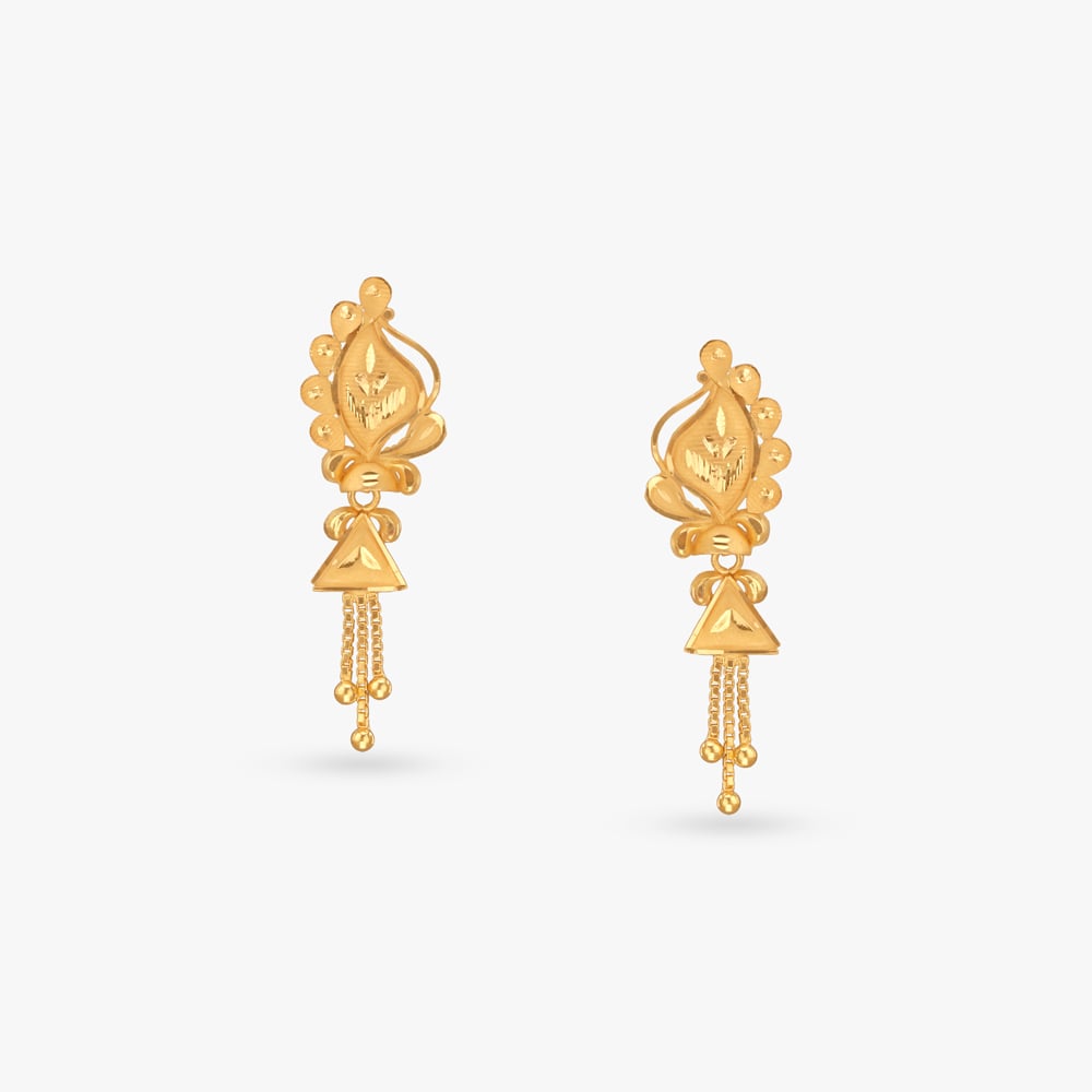 

Gleaming Leaf Gold Drop Earrings
