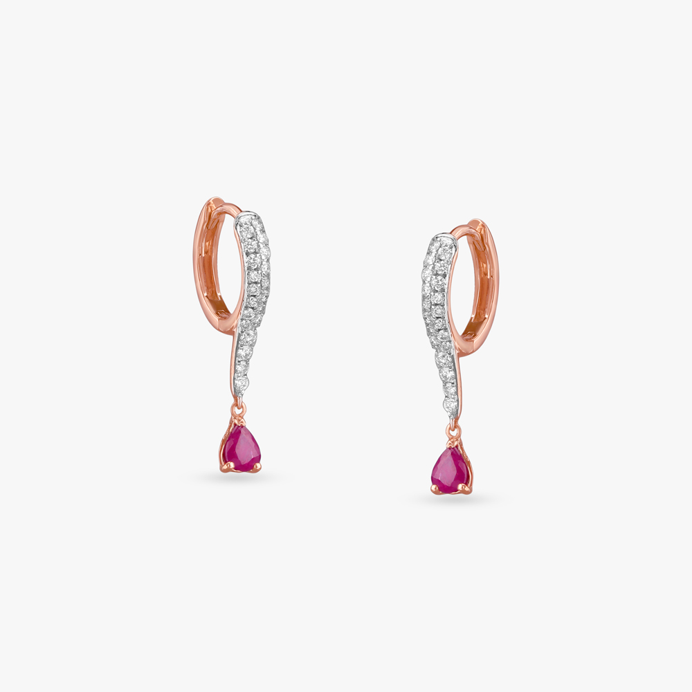 Crimson Swing Diamond Hoop Earrings,,hi-res image number null