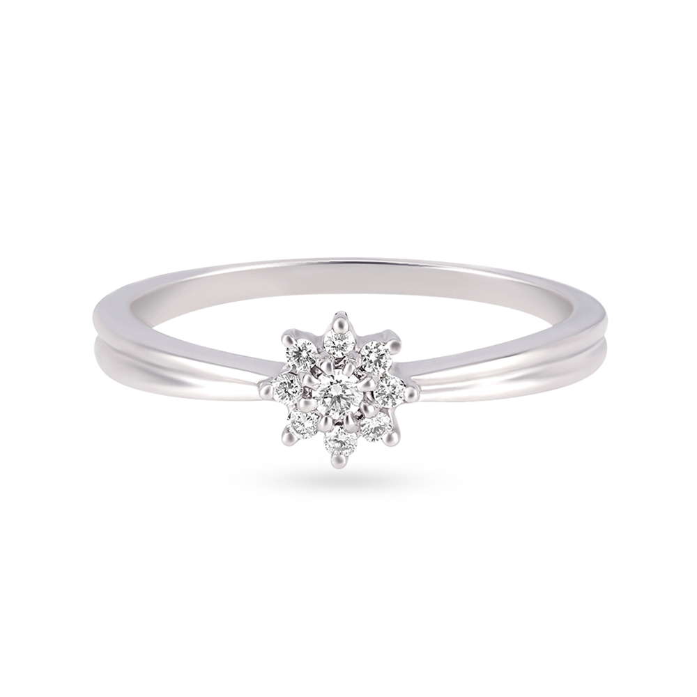 Dazzling 950 Karat Platinum And White Gold And Diamond Floral Ring,,hi-res image number null