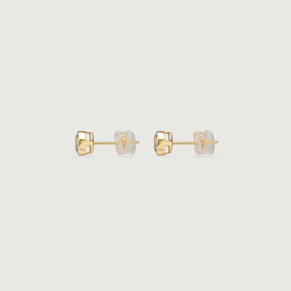 Refined Crisp Blue Topaz Gold Stud Earrings,,hi-res image number null