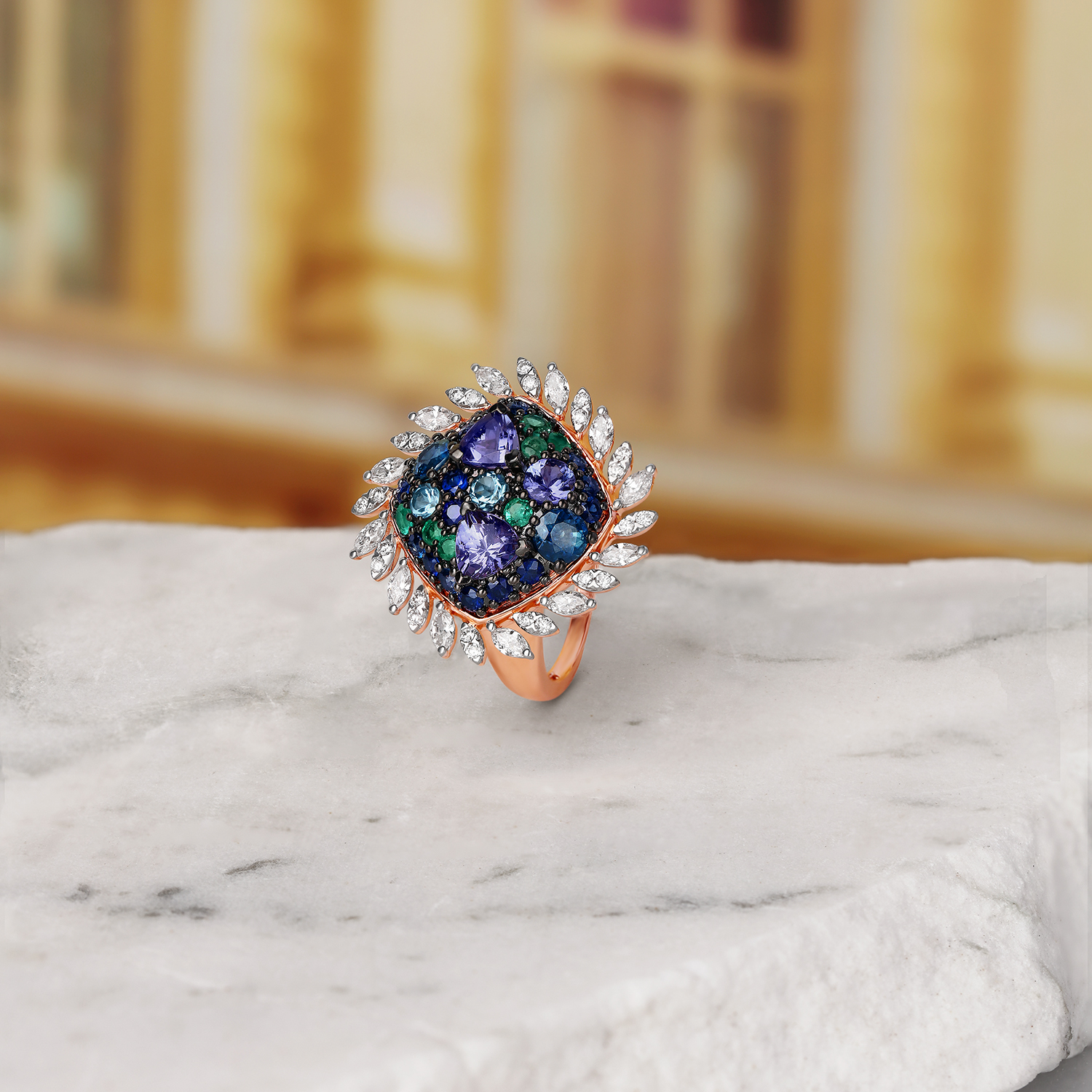 Resplendent Coral Stone Finger Ring