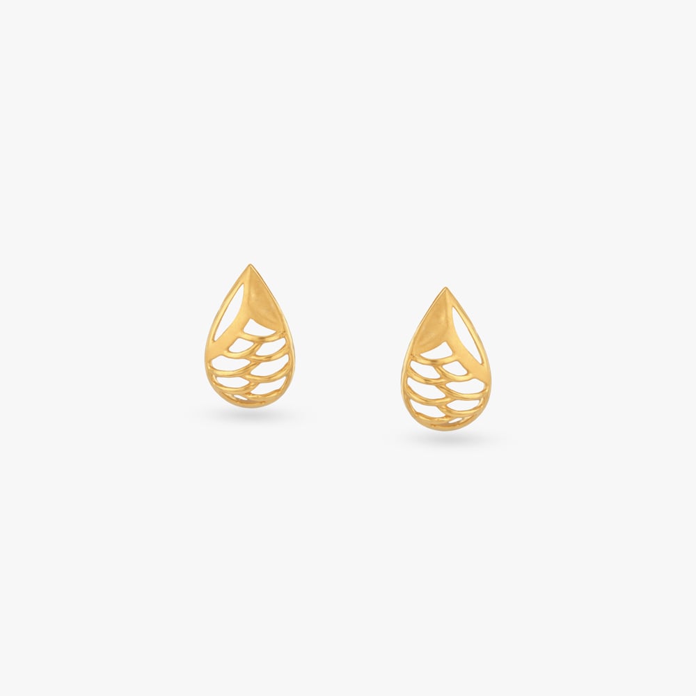 

Sculpted Teardrop Gold Stud Earrings
