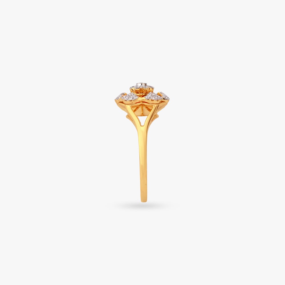 Crimson Halo Diamond Gold Finger Ring,,hi-res image number null