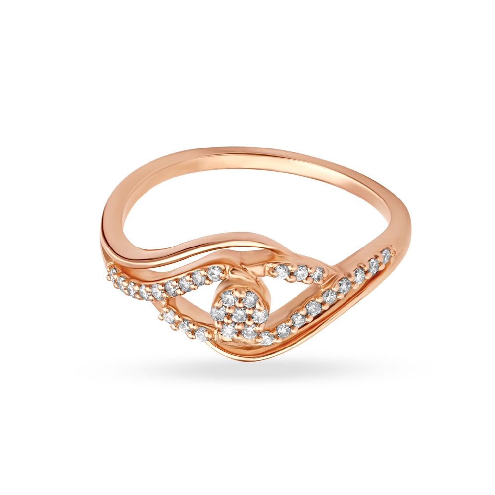 Evil Eye Rose Gold and Diamond Finger Ring,,hi-res image number null
