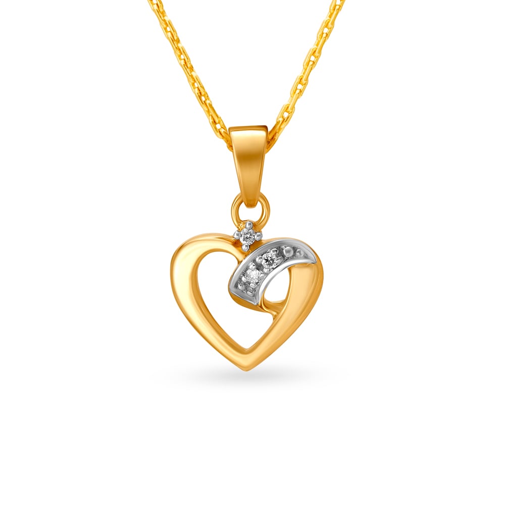 

Dainty Heart Shaped Gold and Diamond Pendant