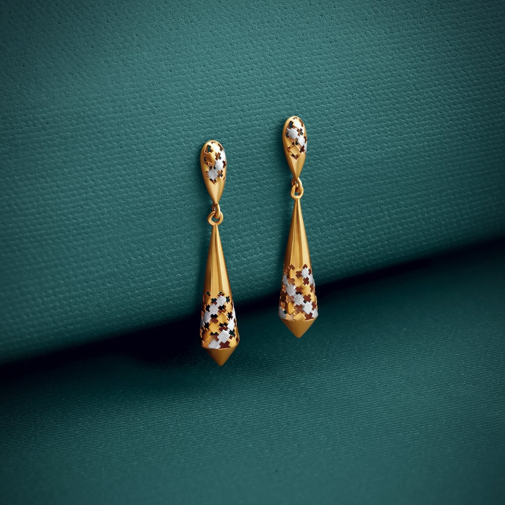 

Intricate Lattice Gold Drop Earrings