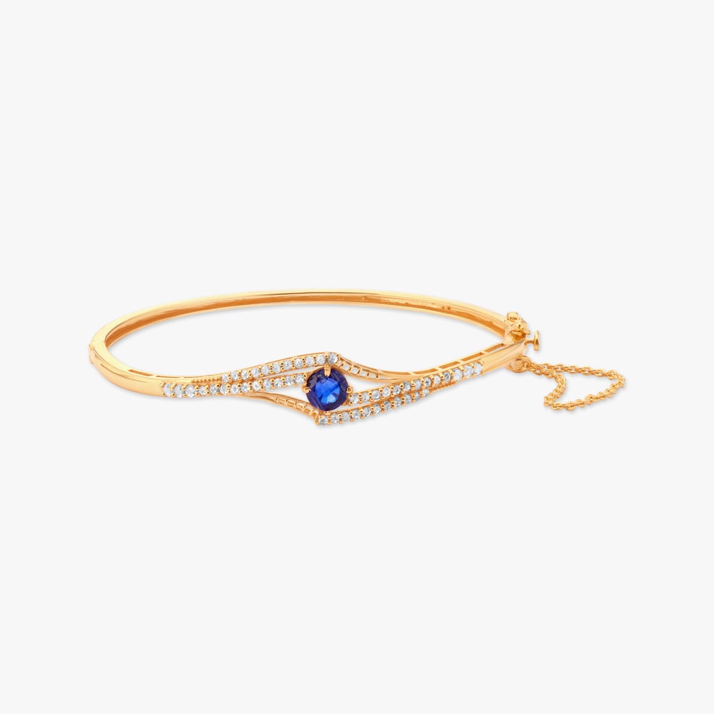 

Sapphire Wave Open Polki Gold Bangle