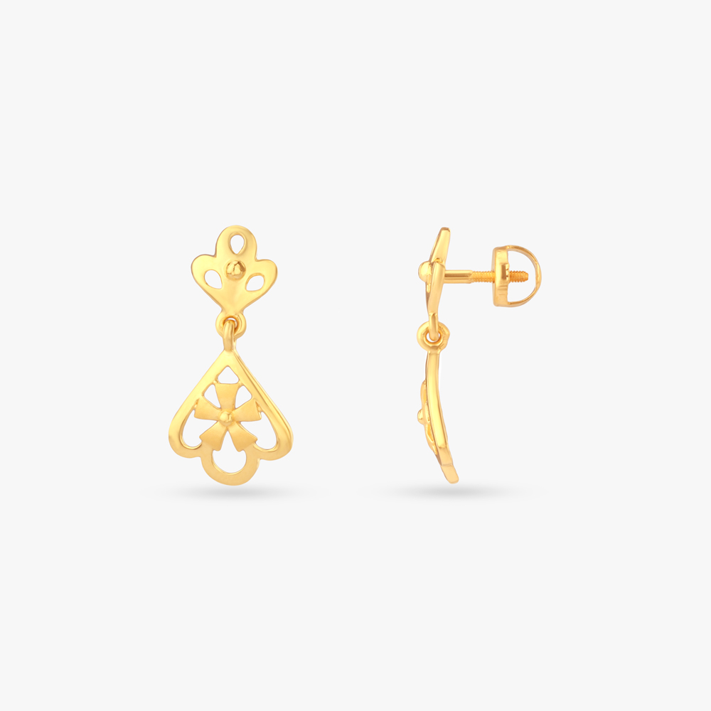 Floral Crest Gold Drop Earrings,,hi-res image number null
