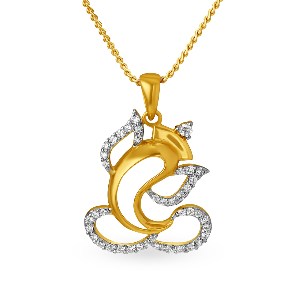 Lord Ganesha Motif Diamond Pendant