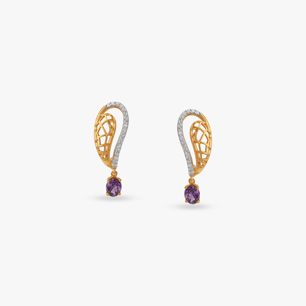 Wave Frame Diamond Drop Earrings,,hi-res image number null