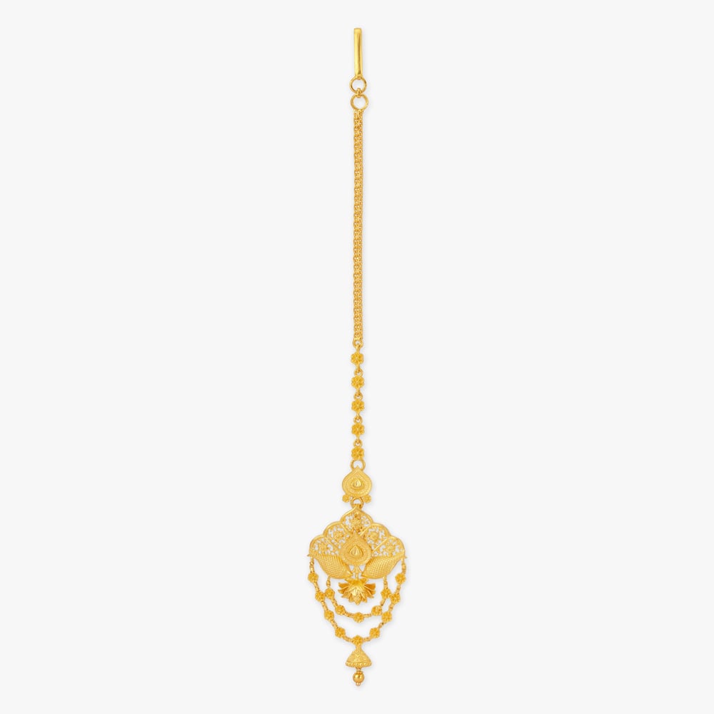 Scalloped Silhouette Gold Maang Tikka,,hi-res image number null