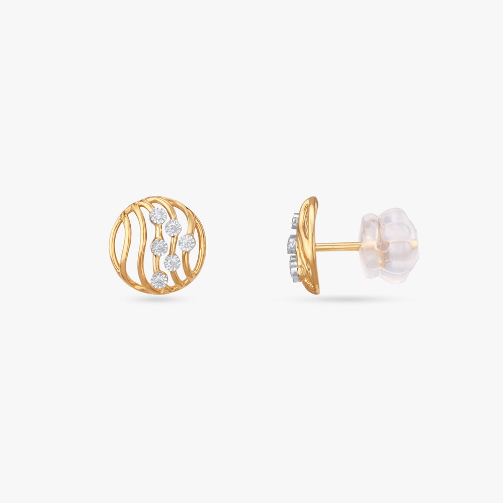 Ripple Circle Diamond Stud Earrings,,hi-res image number null