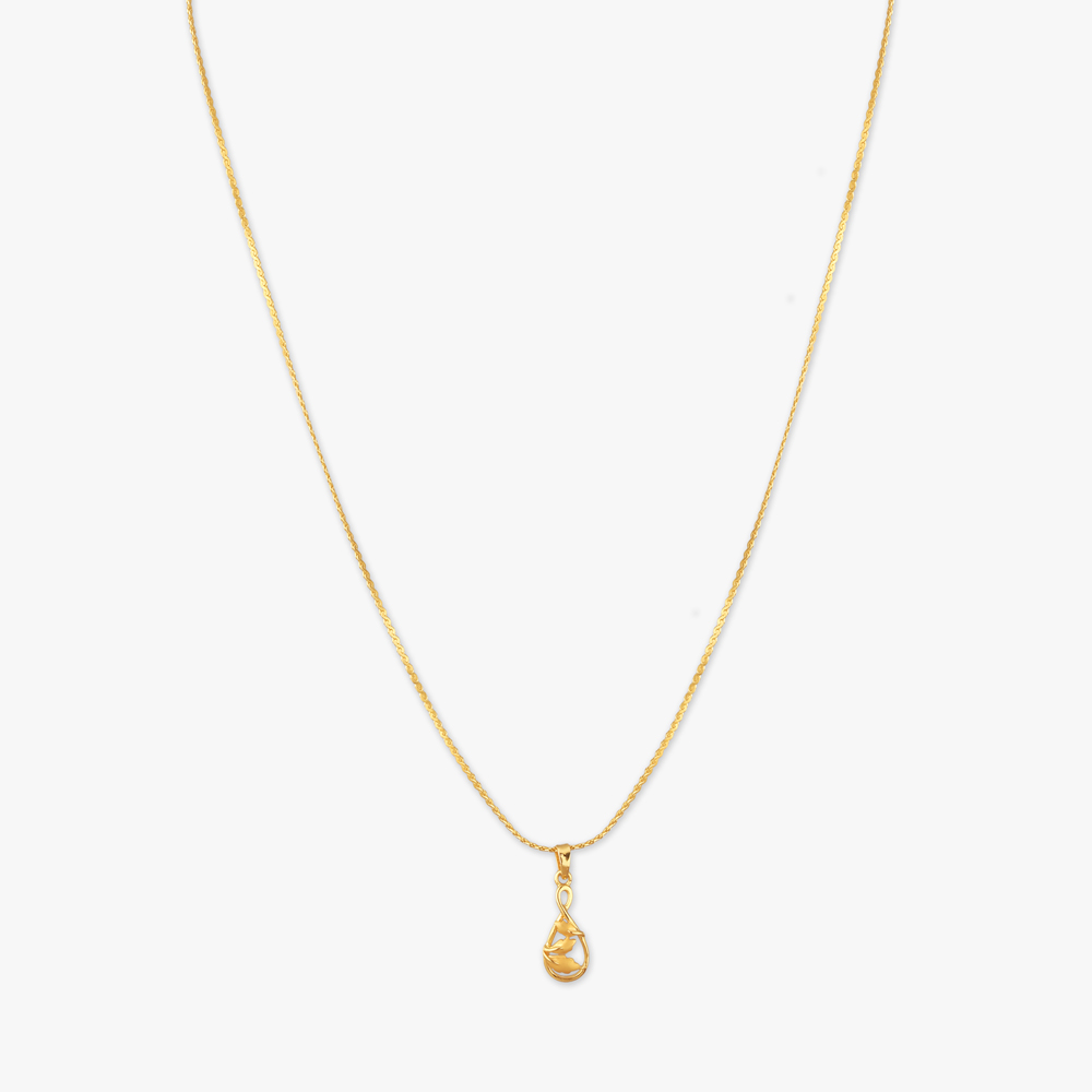 Twirl Bloom Gold Pendant with Chain for Kids,,hi-res image number null