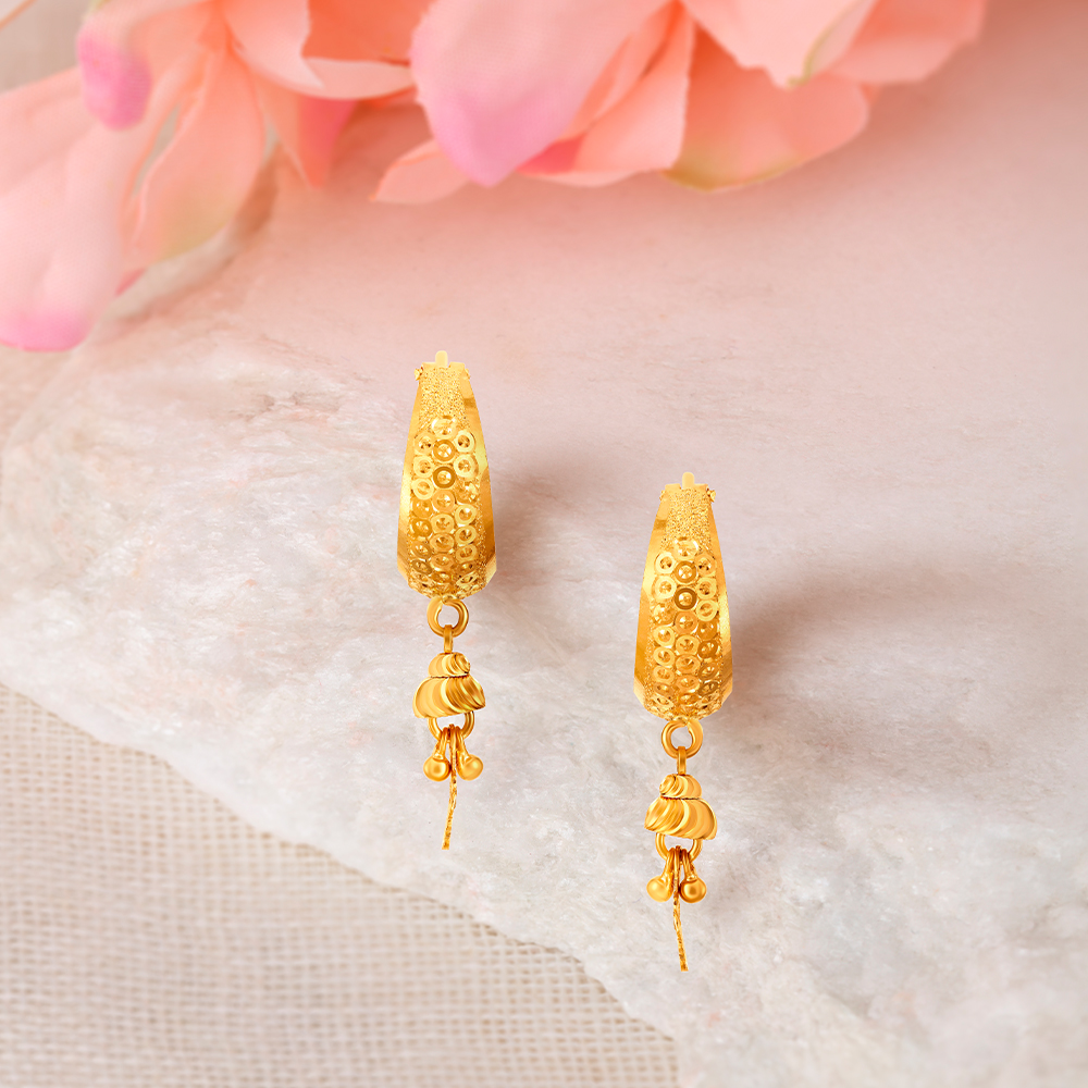 Traditional Sparkling Gold Hoop Bali Earrings