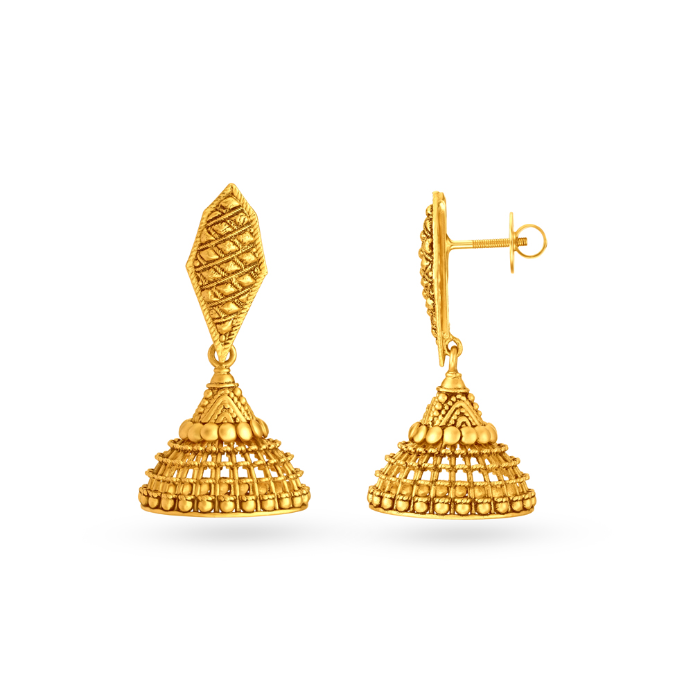Ornate Dazzling Gold Jhumkas,,hi-res image number null