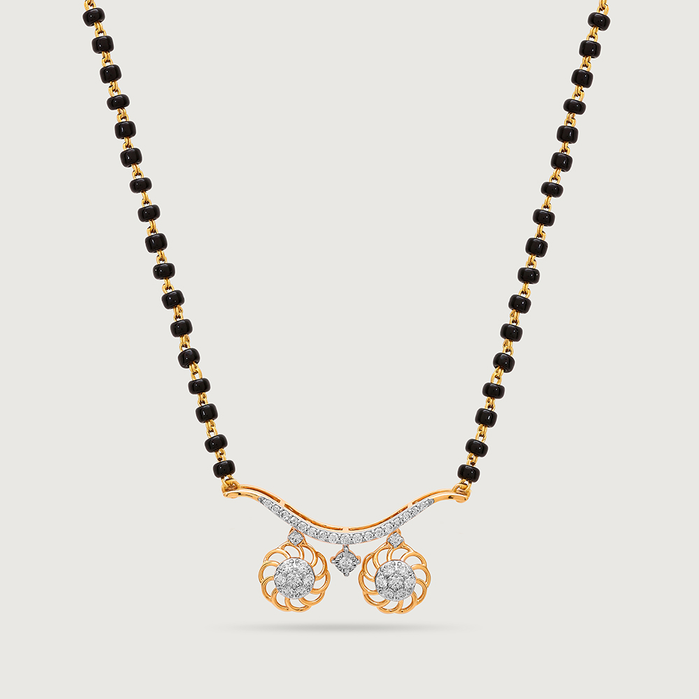 Floral Symphony 18 KT Gold and Diamond Vati Mangalsutra,,hi-res image number null