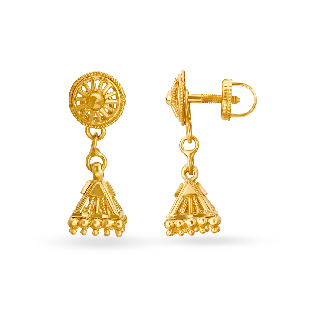 Intricate 22 Karat Yellow Gold Beaded Drop Earrings,,hi-res image number null